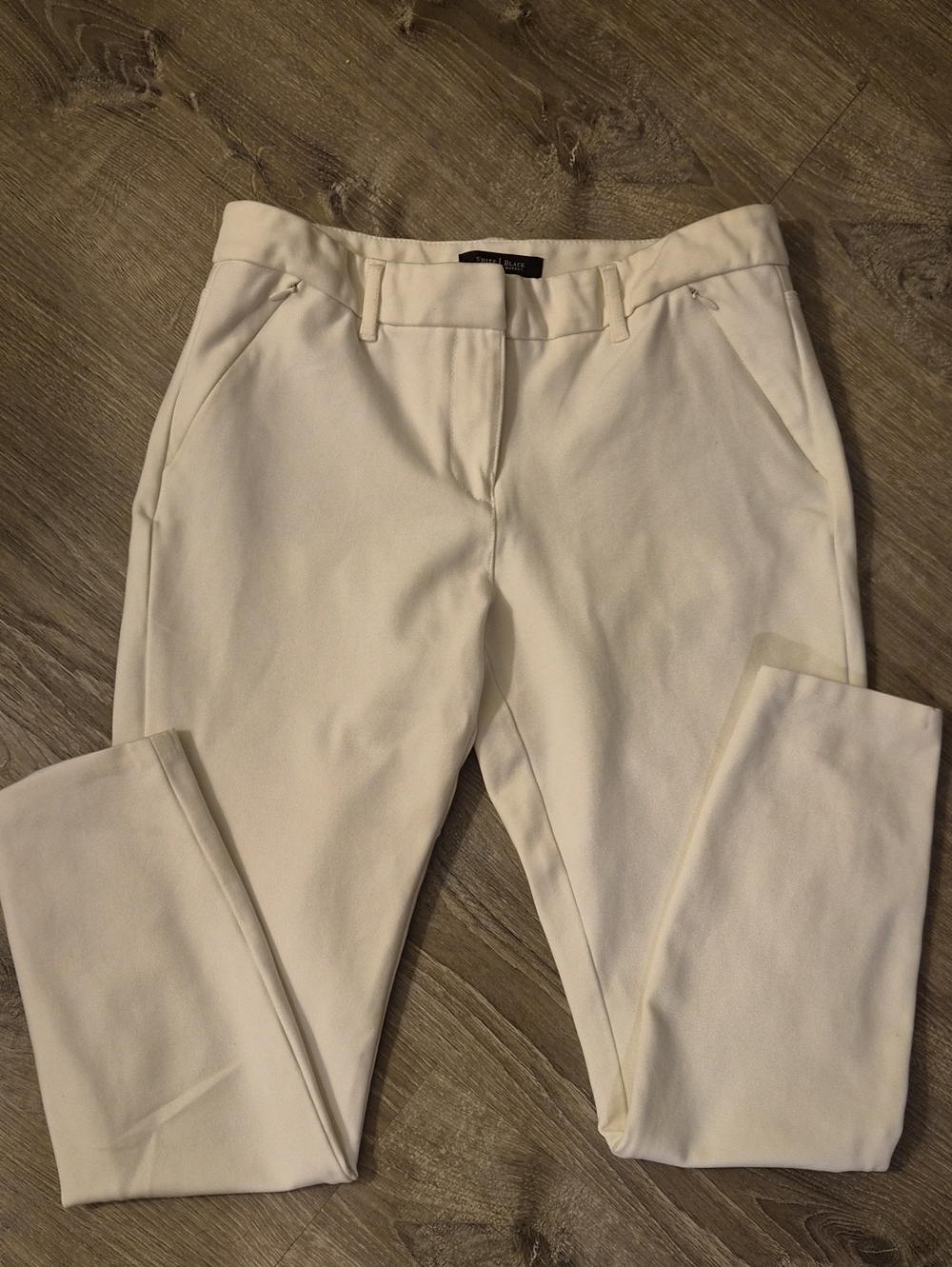 White House Black Market Ivory Ponte Trousers sz 6